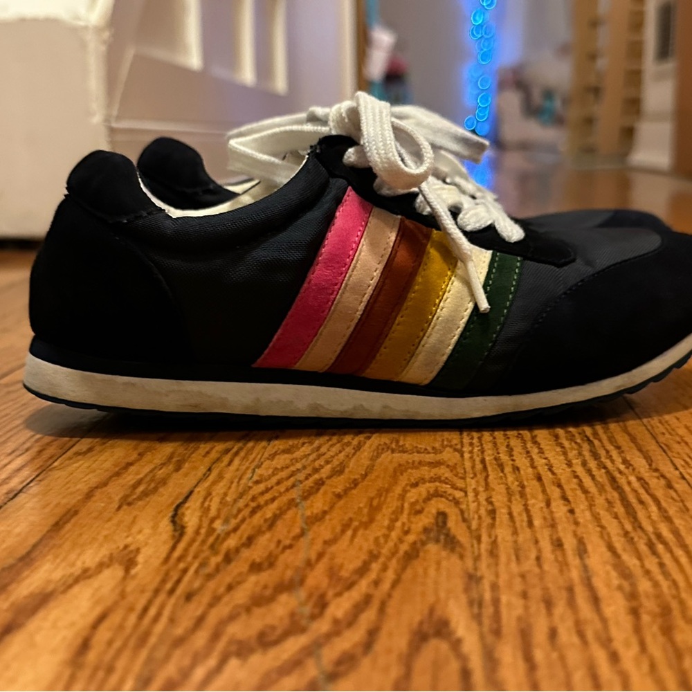 Boden rainbow striped sneakers